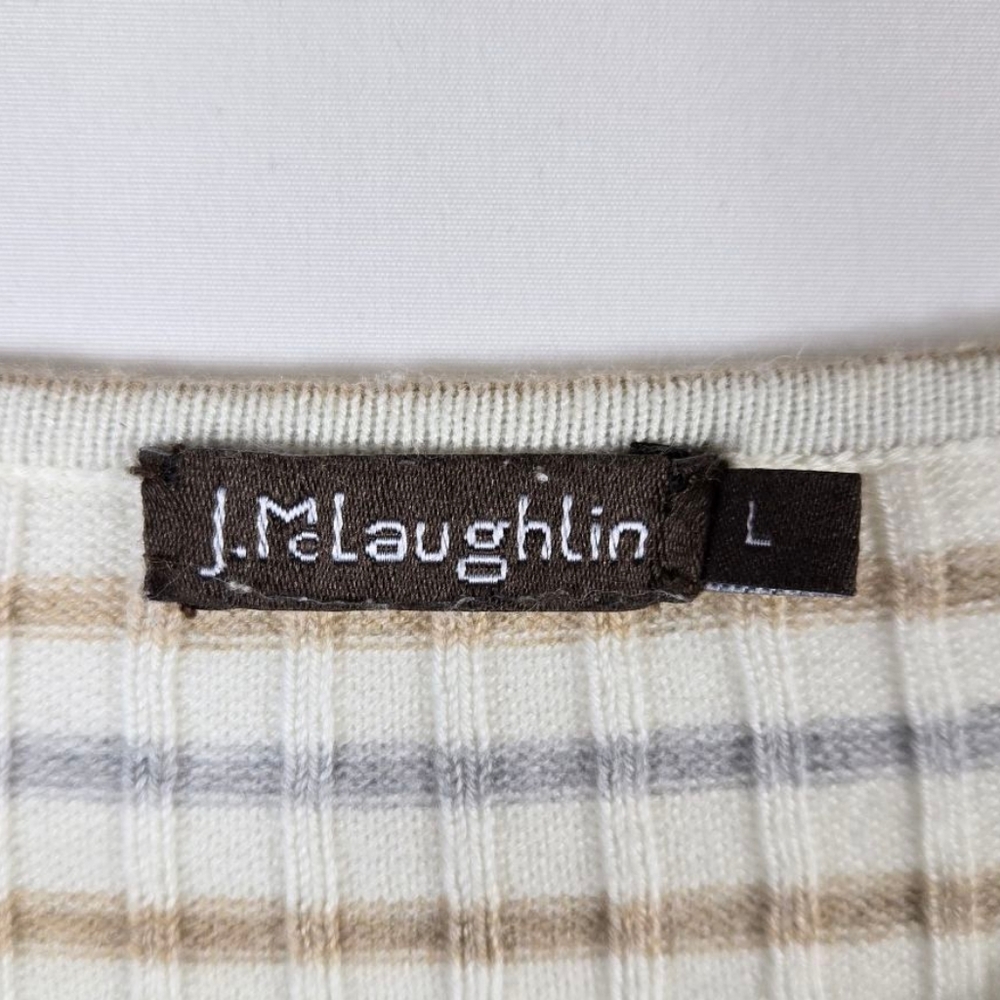 J. Mclaughlin Striped Ivory Button Cuff Light Kni… - image 5